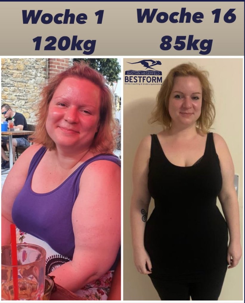 Melanie: −16 kg